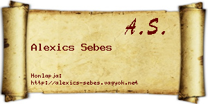 Alexics Sebes névjegykártya
